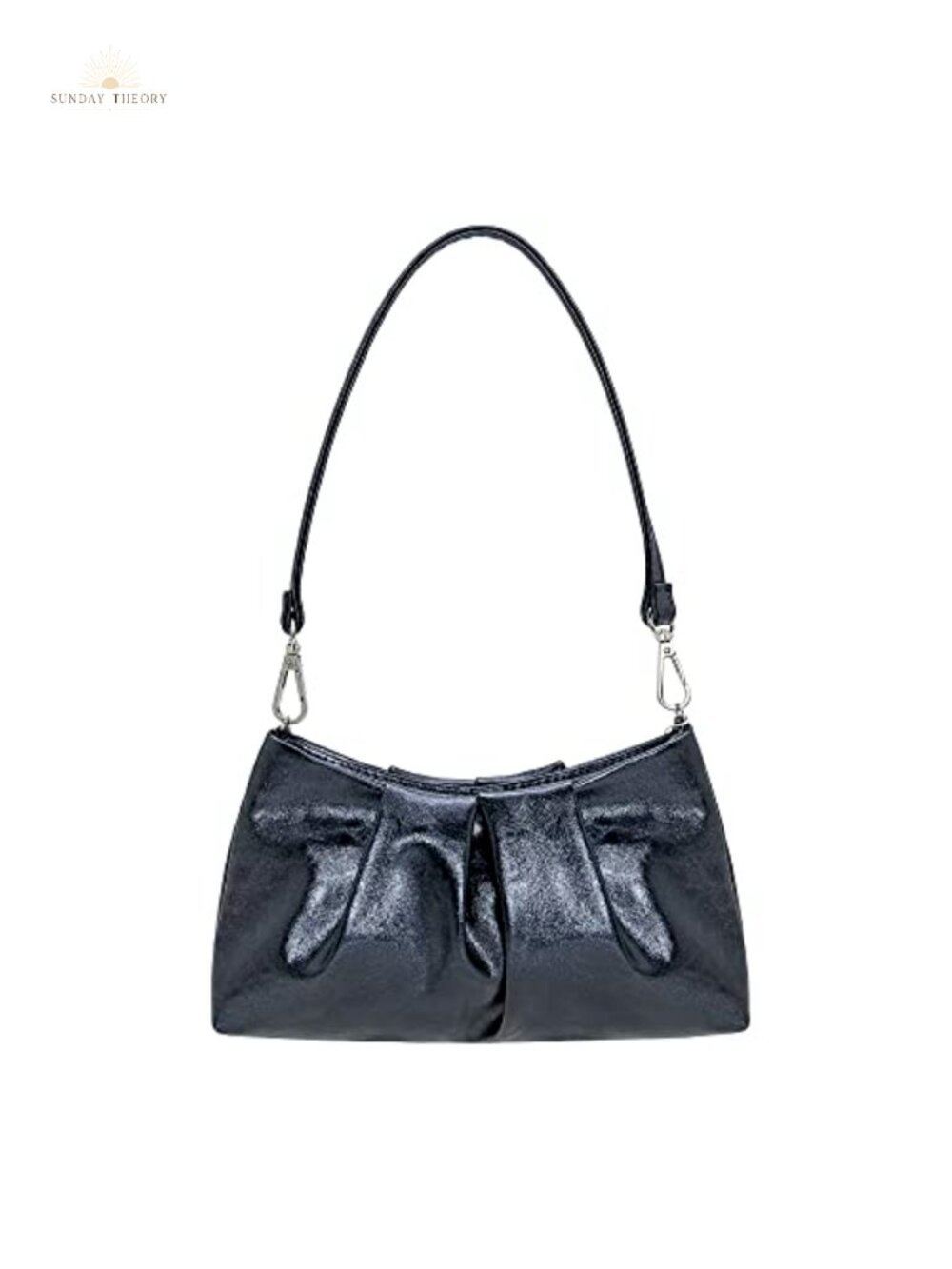 Pleated PU Clutch Purse Dressy Formal Handbag for Cocktail Prom Wedding Party